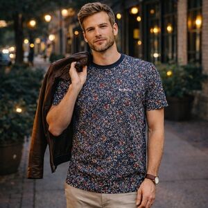 NWT Ben Sherman Regular Fit Shirt M Navy Blazer Modern Floral City Casual Cool